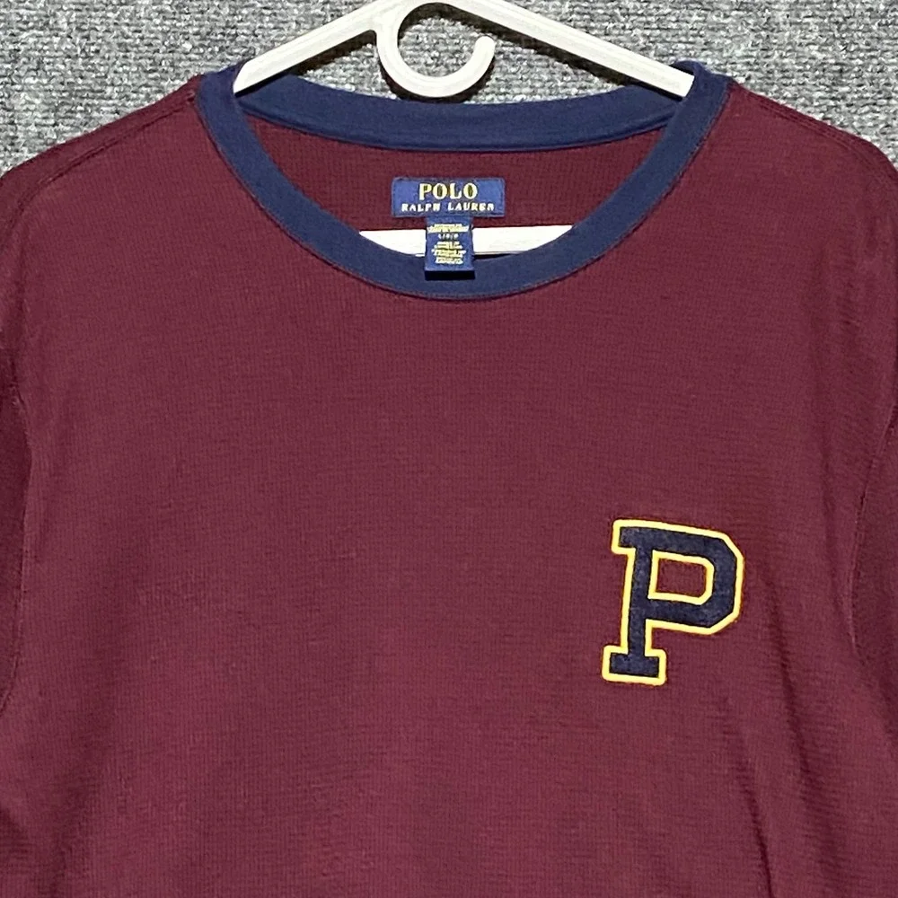 Polo Ralph Lauren Mens L/G Burgundy Long Sleeve Thermal‎ Sleep Shirt Patch Logo